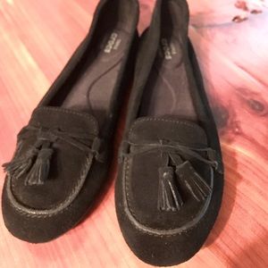 Crocs suede flats loafers black sz 9